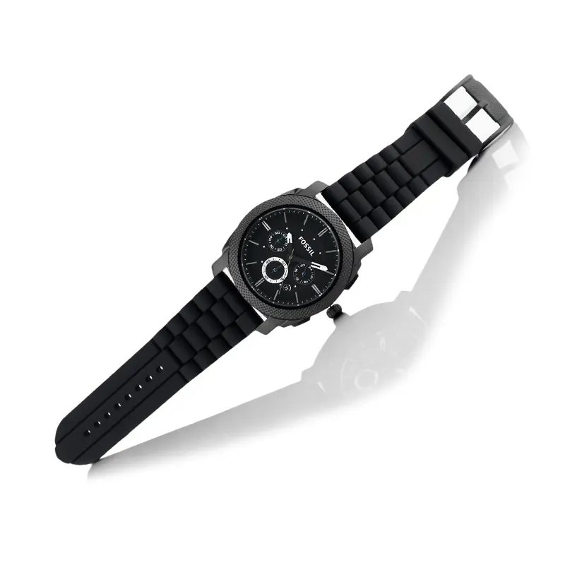 Fossil Machine Black Chronograph Silicone Men's Watch- FS4487